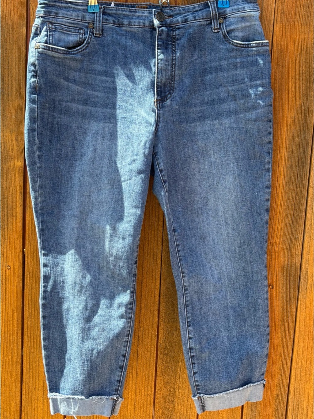 Kut From the Kloth Abigail Crop Blue Straight High Rise Straight Leg Denim Jeans